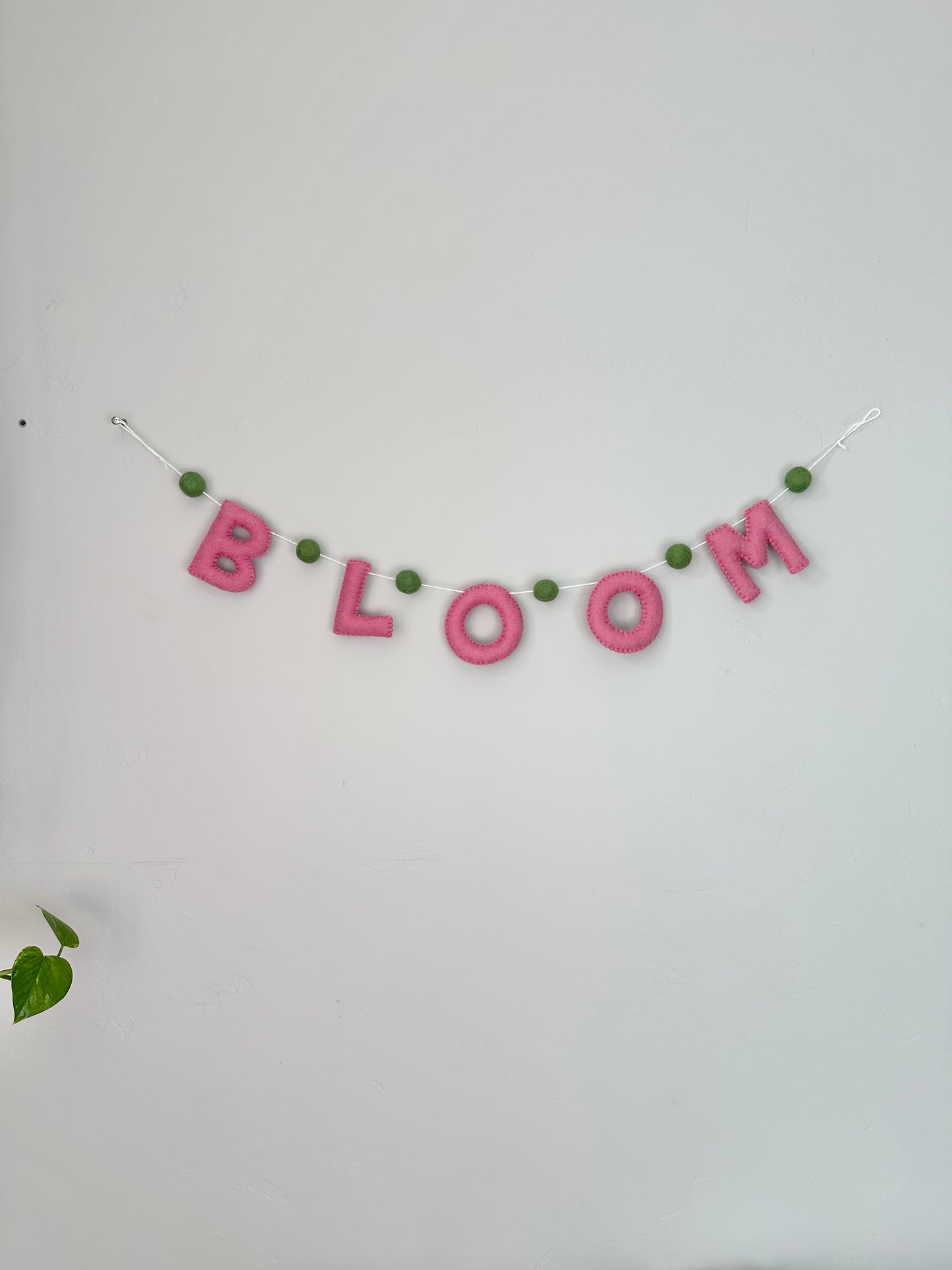 BLOOM felt banner - pink letters