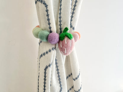 Baby Pink Strawberry Curtain Tie