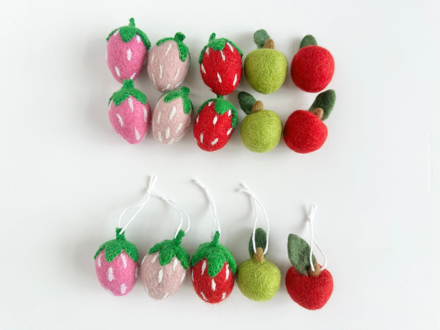 Strawberry or Apple Felt Ornaments