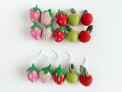 Strawberry or Apple Felt Ornaments