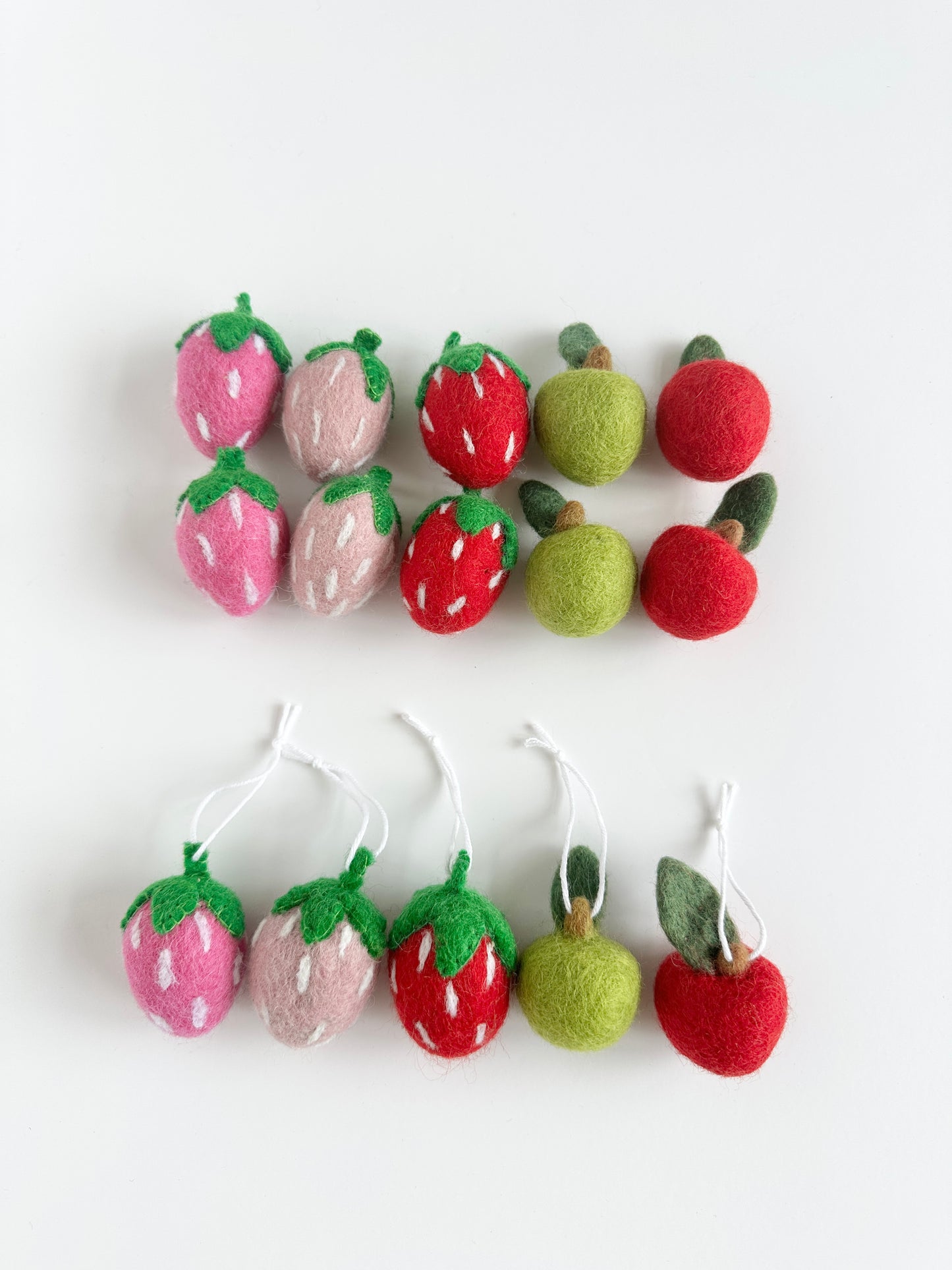Strawberry or Apple Felt Ornaments