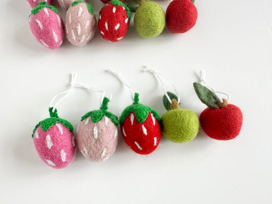 Strawberry or Apple Felt Ornaments