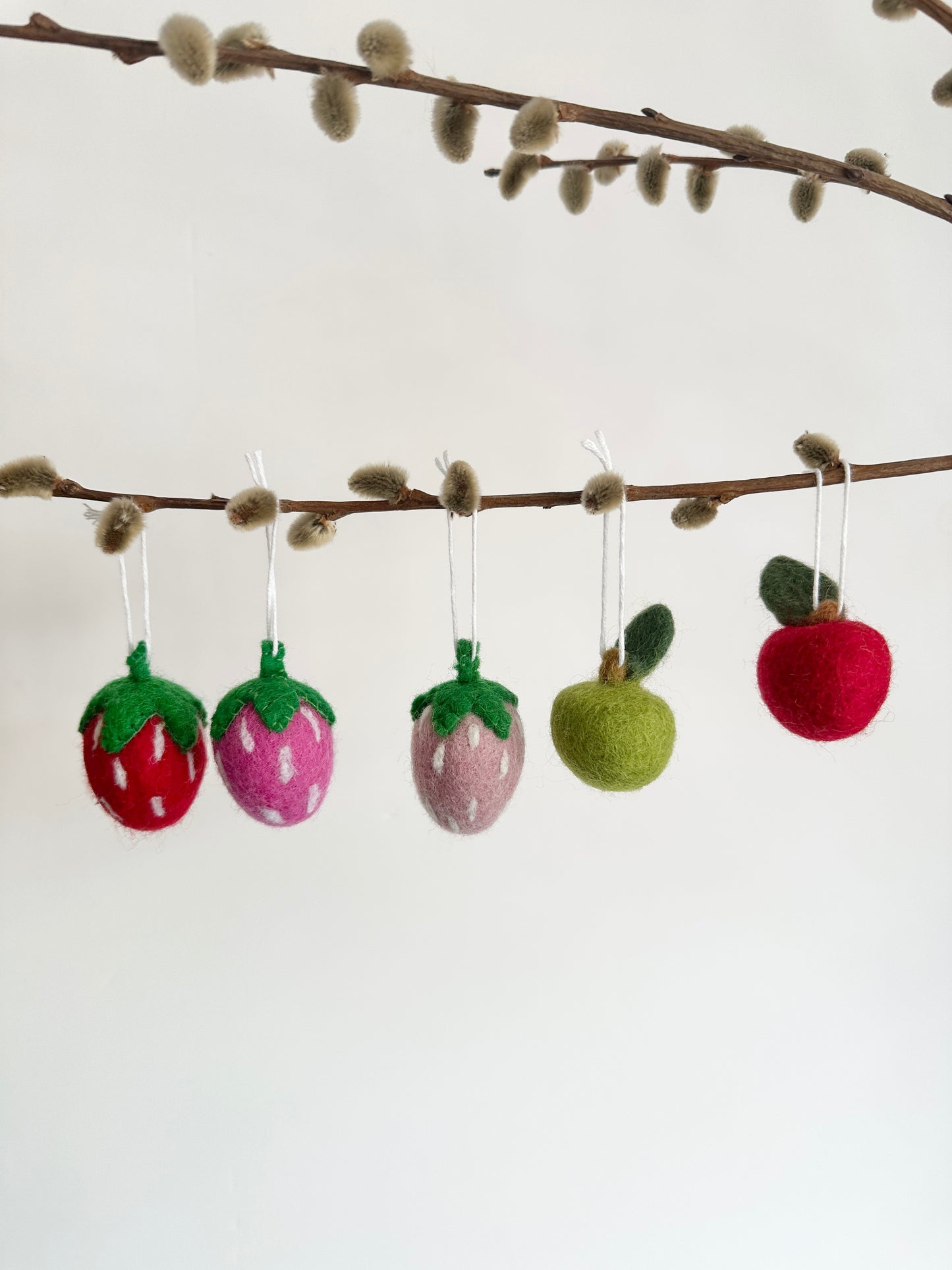 Strawberry or Apple Felt Ornaments