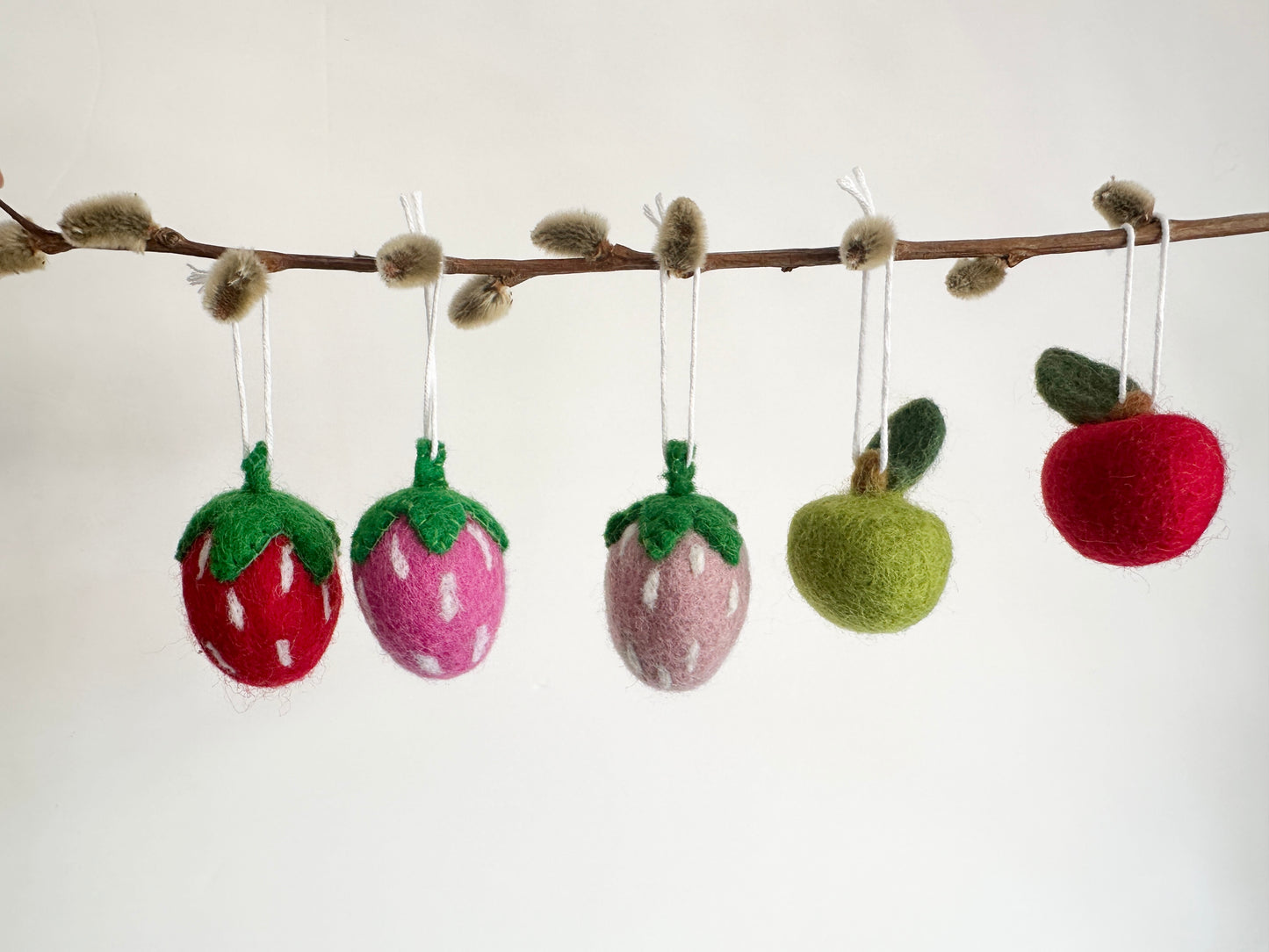 Strawberry or Apple Felt Ornaments