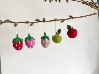 Strawberry or Apple Felt Ornaments