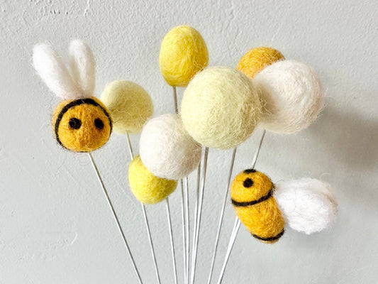 Bumble Bee & Felt Ball Flower Bouquet