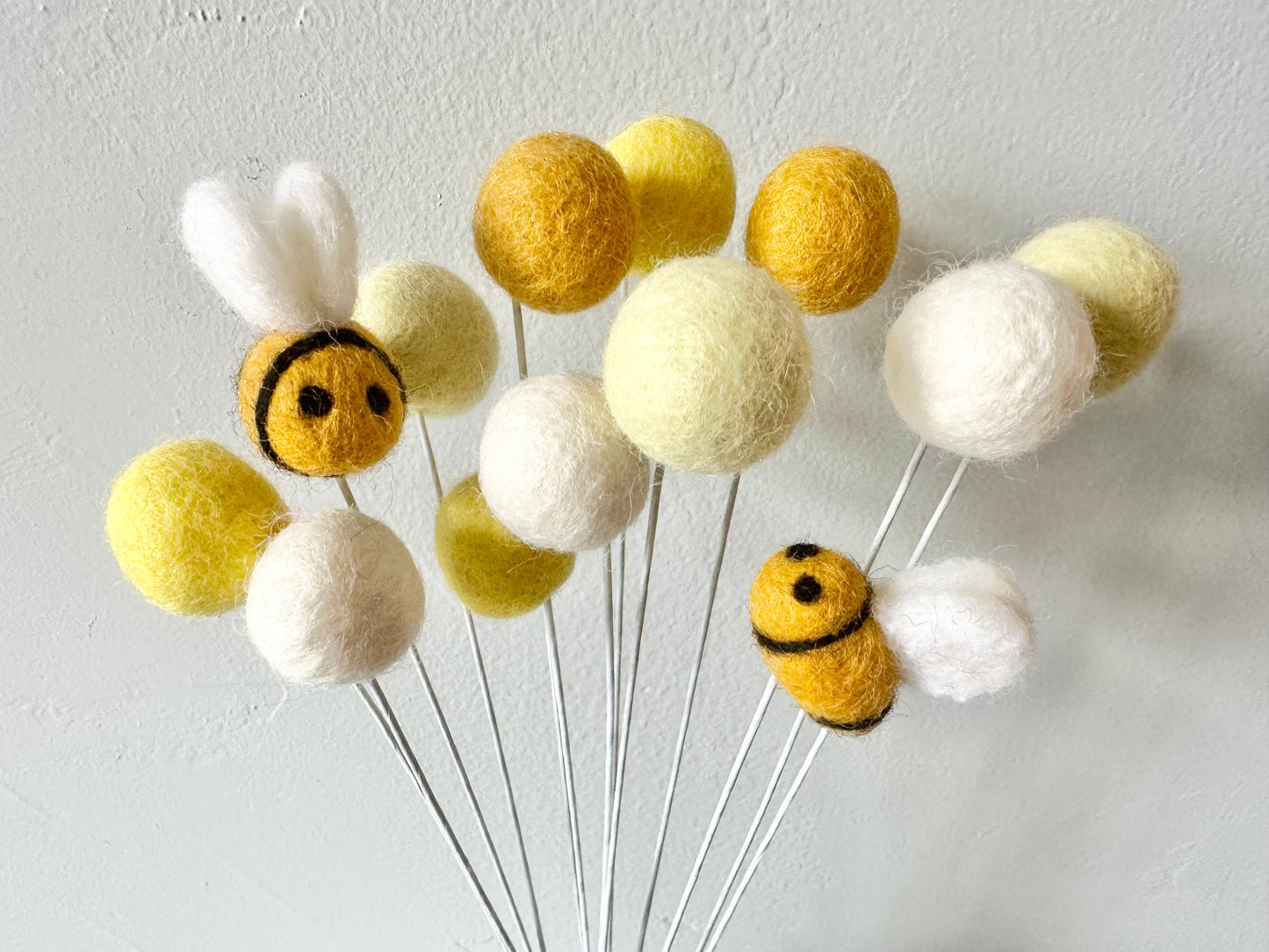Bumble Bee & Felt Ball Flower Bouquet