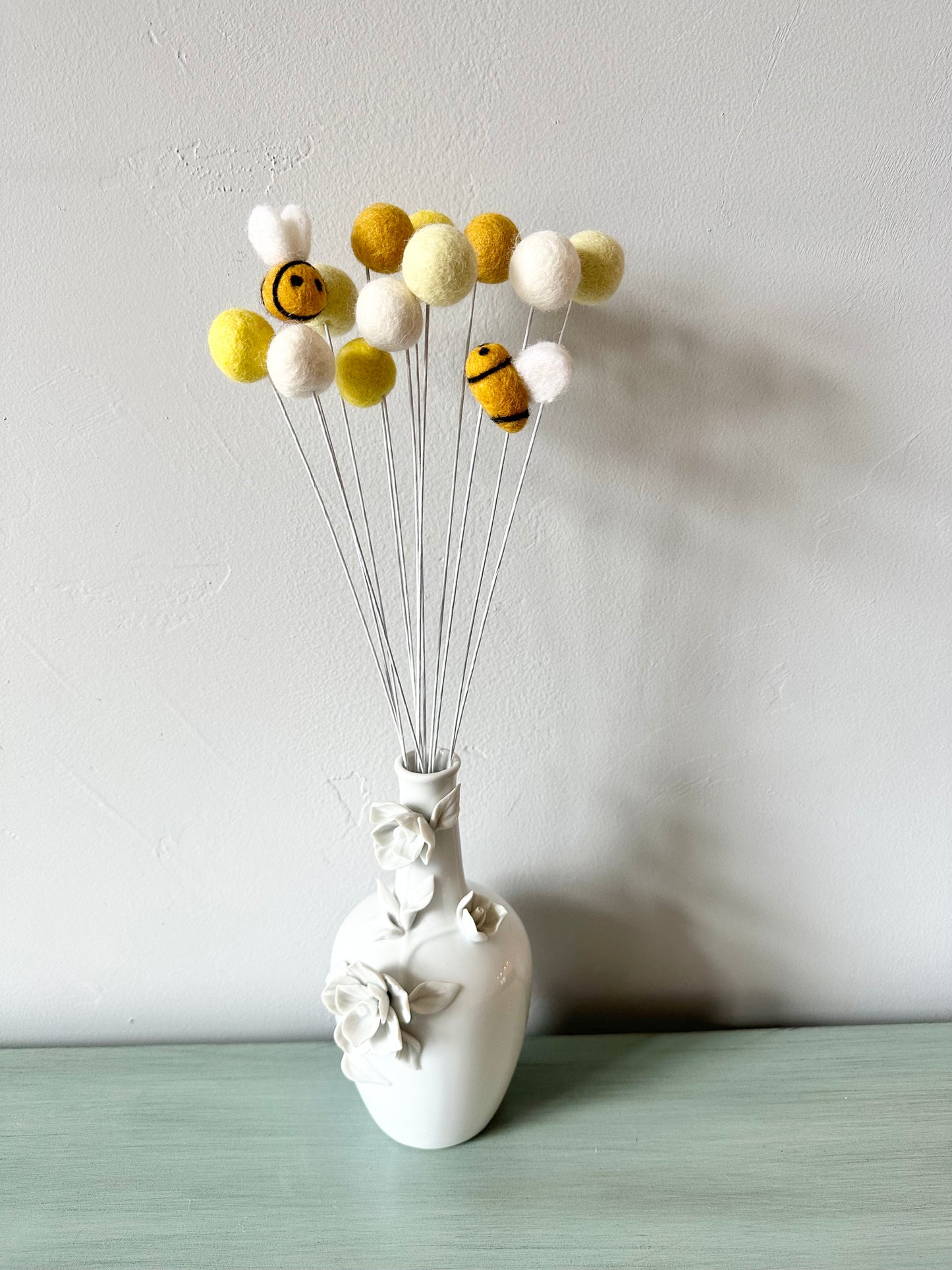 Bumble Bee & Felt Ball Flower Bouquet
