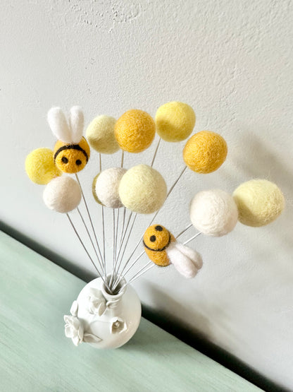 Bumble Bee & Felt Ball Flower Bouquet