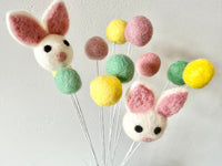 White Bunny & Felt Ball Flower Bouquet