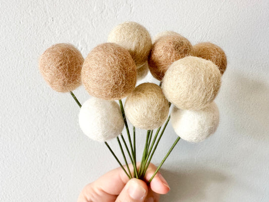 All Neutrals Felt Ball Bouquet