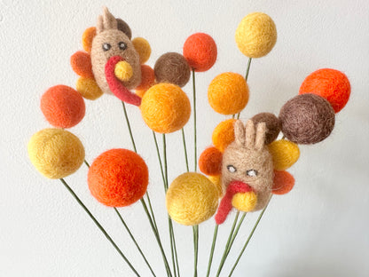 Turkey & Felt Ball Flower Bouquet
