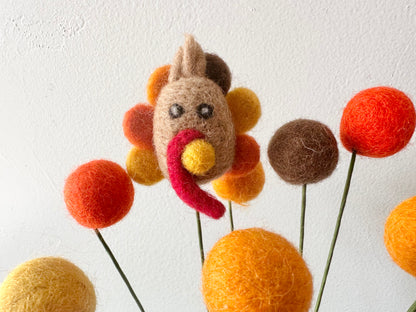 Turkey & Felt Ball Flower Bouquet