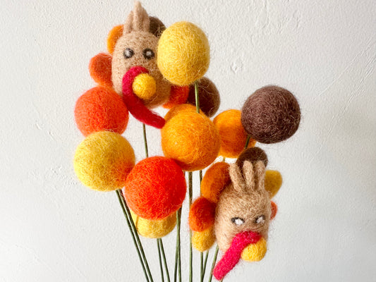 Turkey & Felt Ball Flower Bouquet