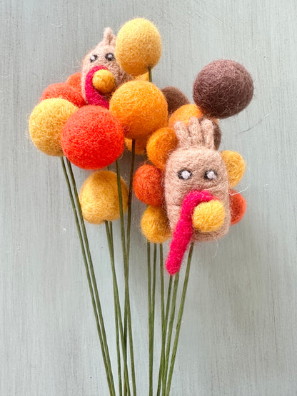 Turkey & Felt Ball Flower Bouquet