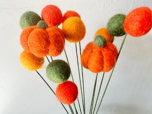 Dark Pumpkin & Felt Ball Bouquet