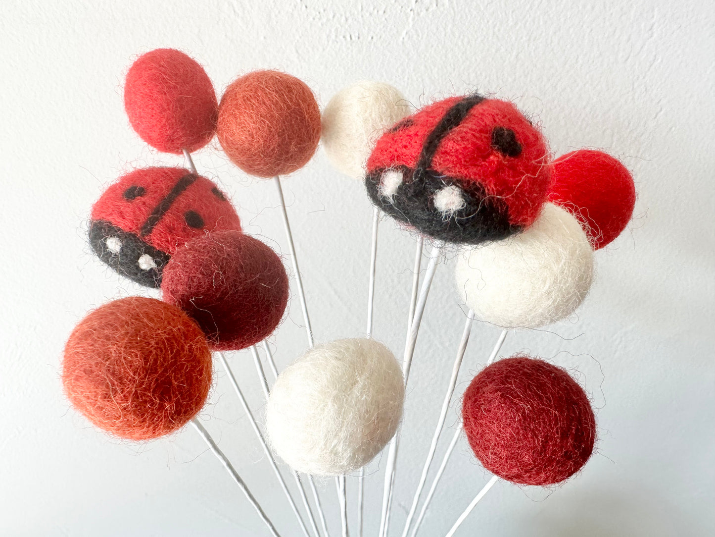 Lady Bug & Felt Ball Flower Bouquet