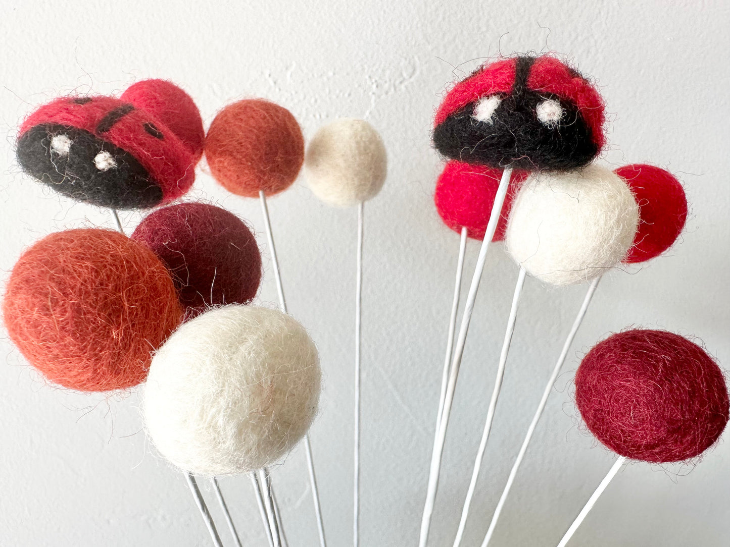 Lady Bug & Felt Ball Flower Bouquet