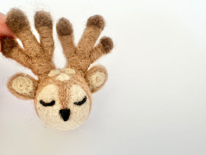 Sleepy Wool Felted Deer Head