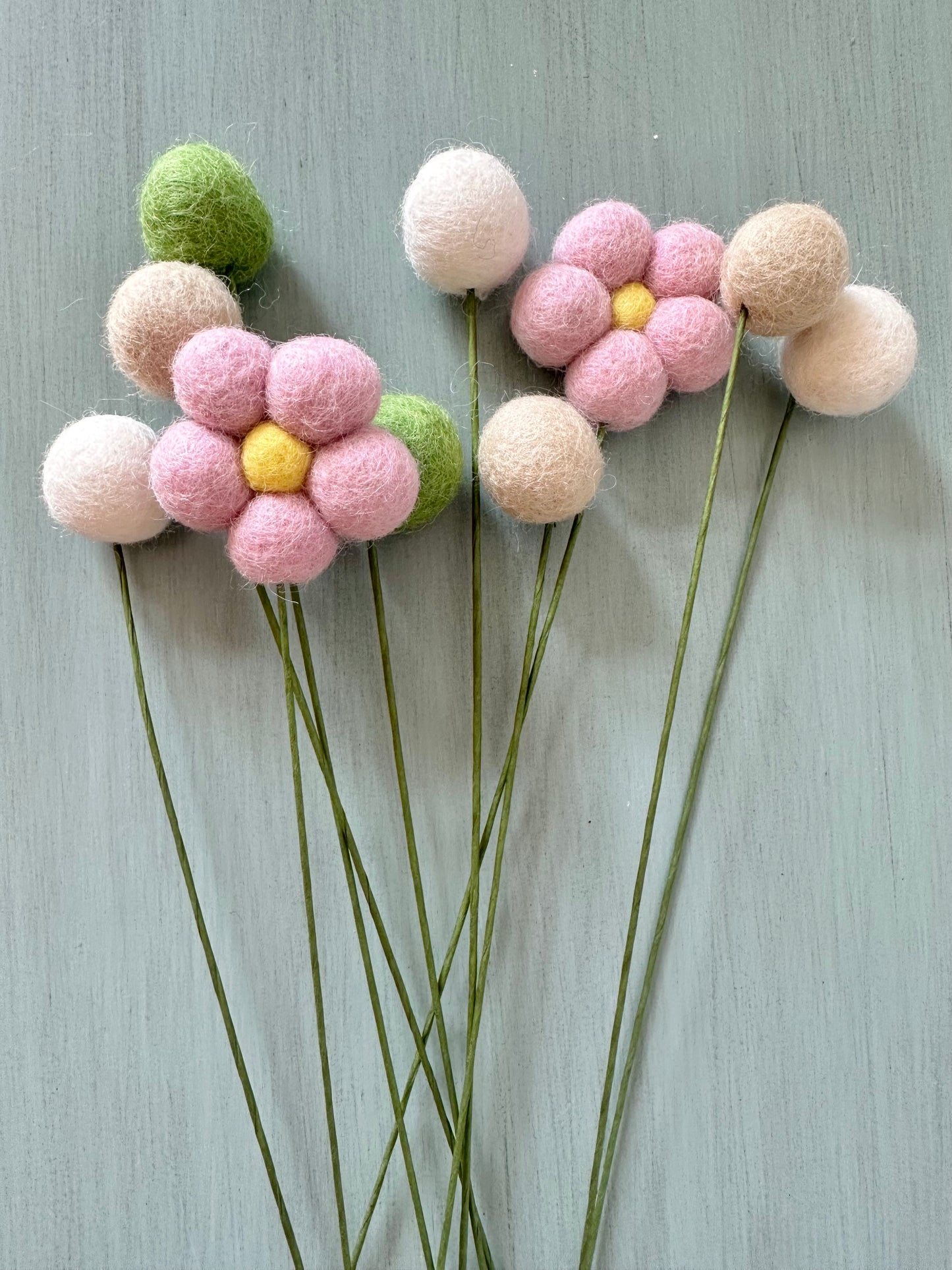 Pastel Pink Daisy Wool Bouquet