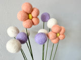 Soft Peach Daisy Wool Bouquet