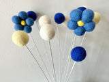 Shades of Blue Daisy Felted Bouquet