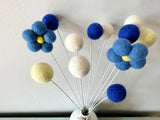 Shades of Blue Daisy Felted Bouquet
