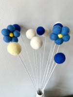 Shades of Blue Daisy Felted Bouquet