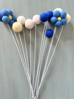 Shades of Blue Daisy Felted Bouquet