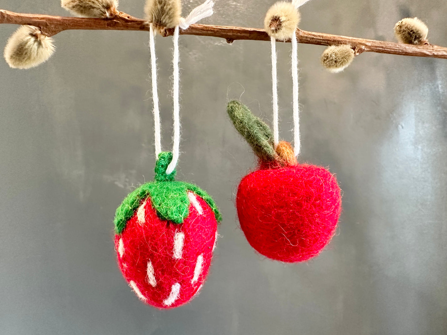 Strawberry or Apple Felt Ornaments