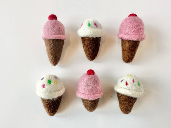 Wool Felted Ice Cream Cone Toy