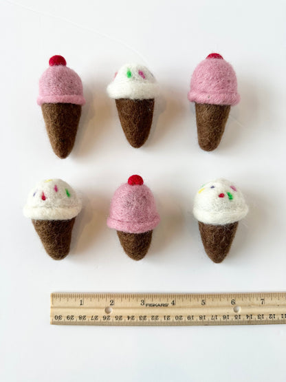 Wool Felted Ice Cream Cone Toy