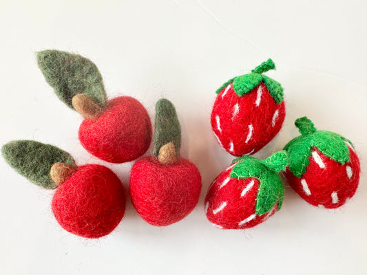 Red Felted Fruit Shapes