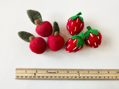 Strawberry or Apple Felt Ornaments