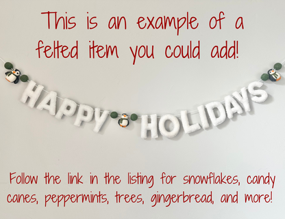 HAPPY HOLIDAYS felt banner - red, emerald or white letters