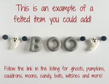 BOO felt banner - black, gray or orange letters