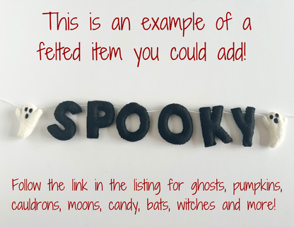 SPOOKY felt banner - black or gray letters