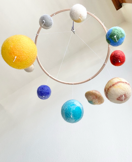 Felted Solar System Ceiling Mobile