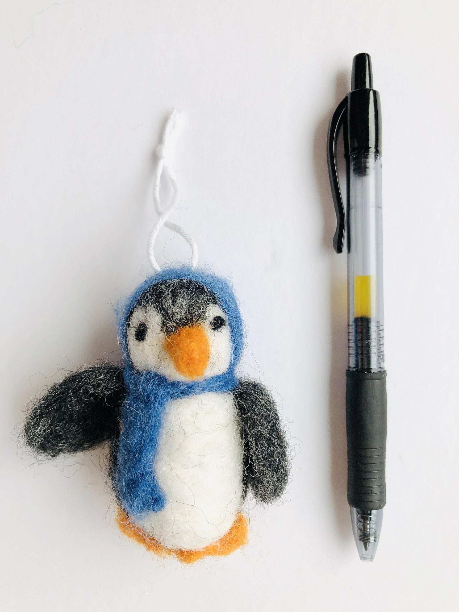 Red or Blue Penguin Felted Ornaments - Redheadnblue