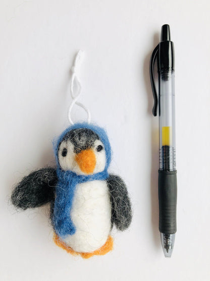Red or Blue Penguin Felted Ornaments - Redheadnblue