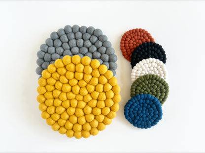 Solid Colored Felt Ball Trivet & Coaster