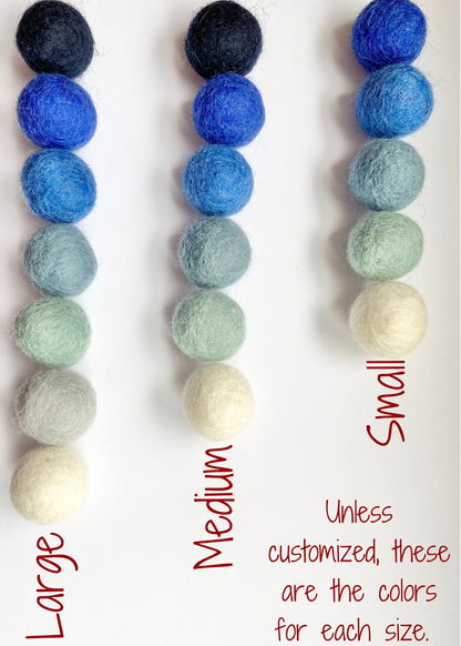 Blue Ombre Felt Ball Ceiling Mobile