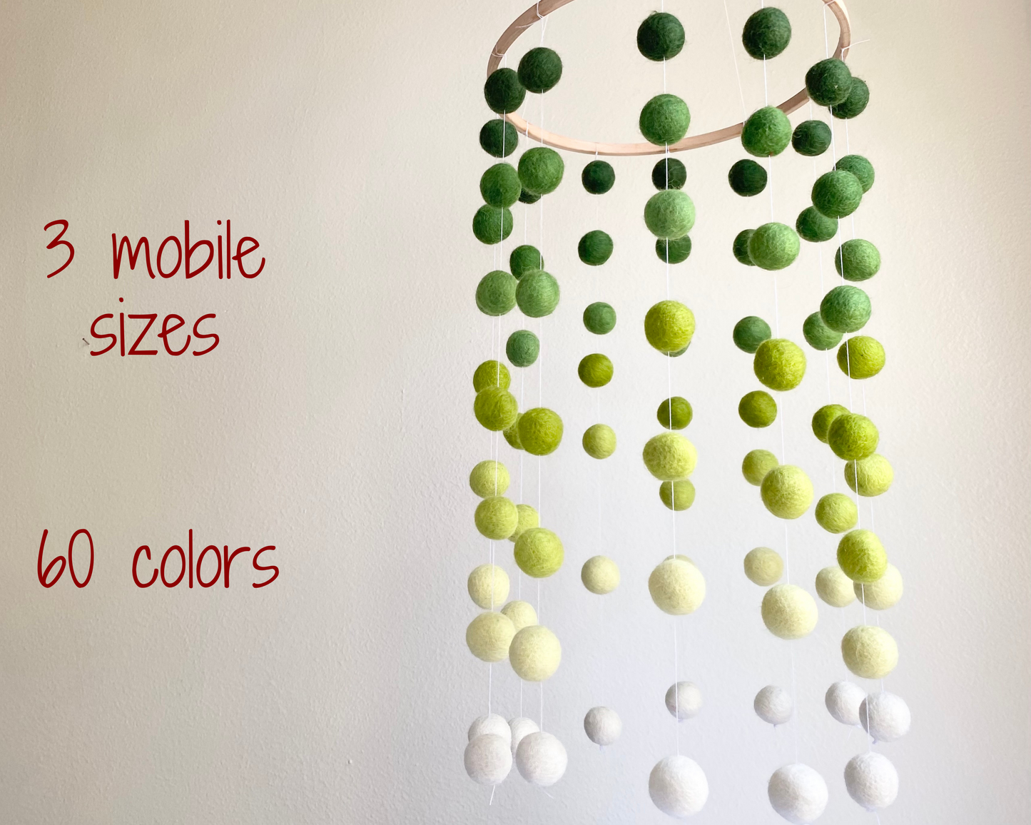 Green Gradient Felt Ball Ceiling Mobile