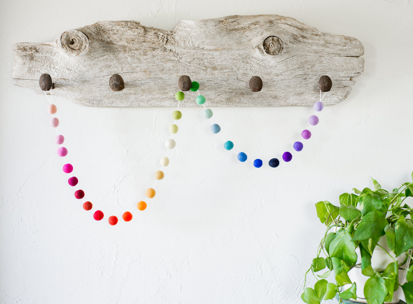 Rainbow Ombre Felt Ball Garland