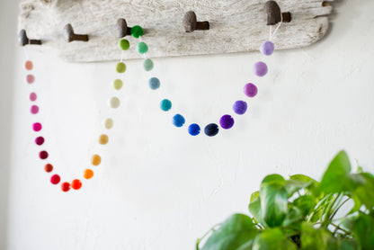 Rainbow Ombre Felt Ball Garland