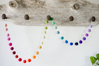 Rainbow Ombre Felt Ball Garland