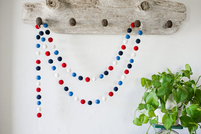 Red White and 2 Blues Felt Ball Garland