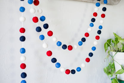 Red White and 2 Blues Felt Ball Garland