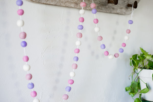 Soft Lavender Felt Ball Garland