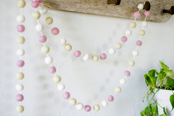 Pink Lemonade Felt Ball Garland